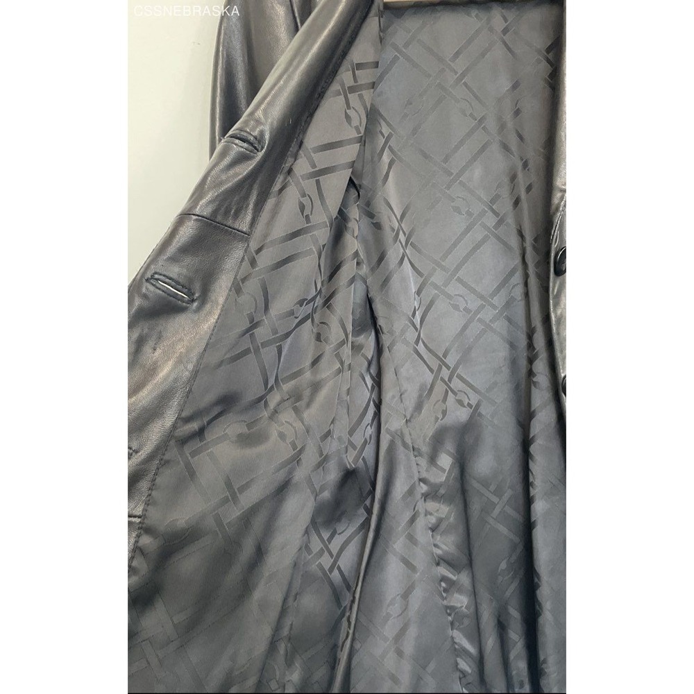 Jones New York Black Womens Jacket Black Leather Button Pockets - Size S - Picture 6 of 12